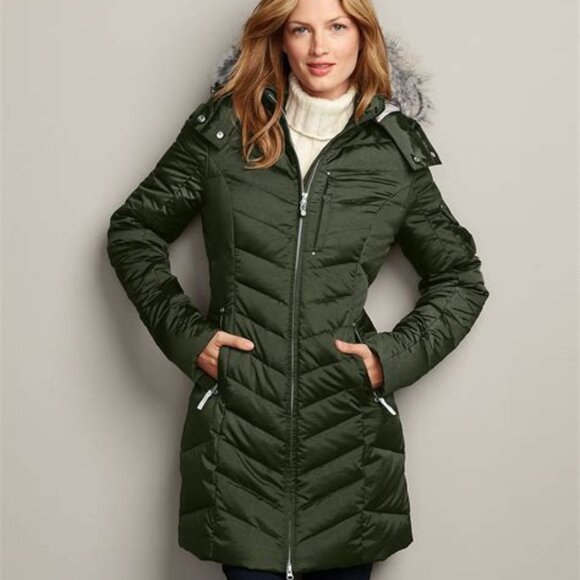 Petite Medium Eddie Bauer Sun Valley Parka in Olive Green - Picture 1 of 8